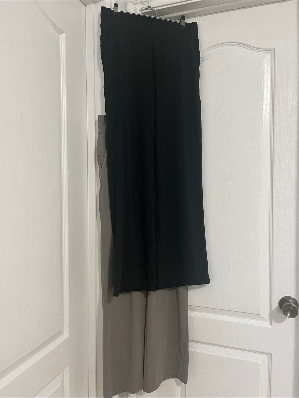 2 (Two) Pairs: Black and Taupe Wide-Leg Women's Pants - Classic Pull-On Style